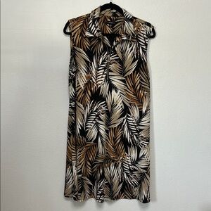 Cocomo Leaf Print Midi Dress - Black, Brown, White